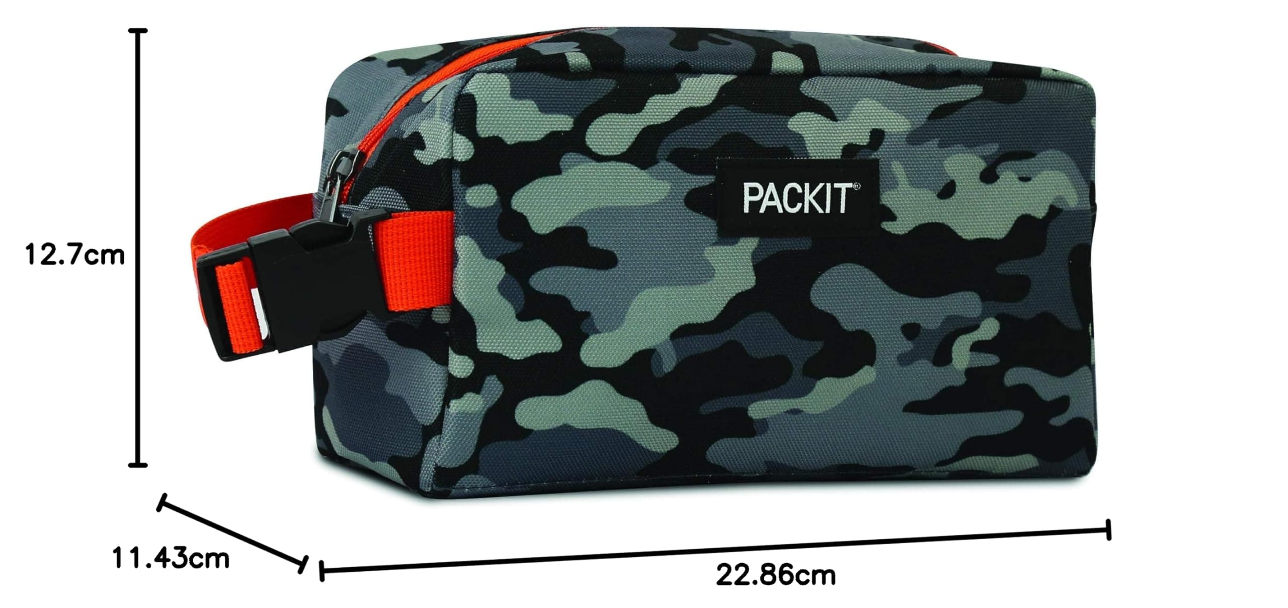 PackIt Freezable Snack Box, Charcoal Camo, Built with EcoFreeze Technology, Collapsible, Reusable, Zip Closure with Buckle Handle, Great for All Ages and Fresh Snacks on The go