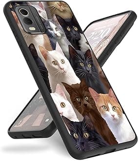 Case for Nokia C32 Phone Case 6.5",Slim Anti-Scratch Shockproof Durable Black Silicone Protective Cover Case for Nokia C32 2023,Cute Funny Cat