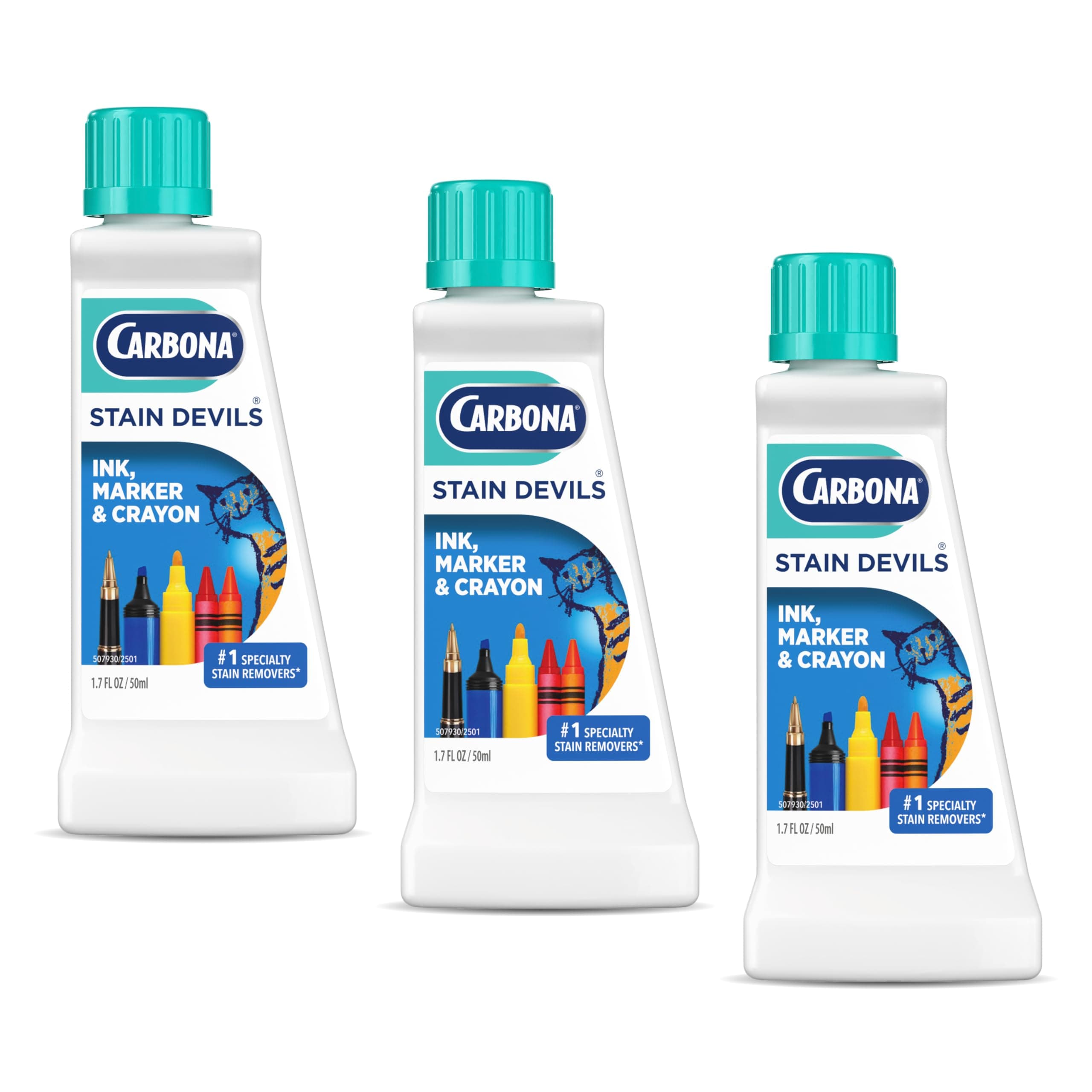 Stain Devils® #3 | Ink, Marker & Crayon | Professional Strength Laundry Stain Remover | Multi-Fabric Cleaner | Safe On Skin & Washable Fabrics | 1.7 Fl Oz, 3 Pack