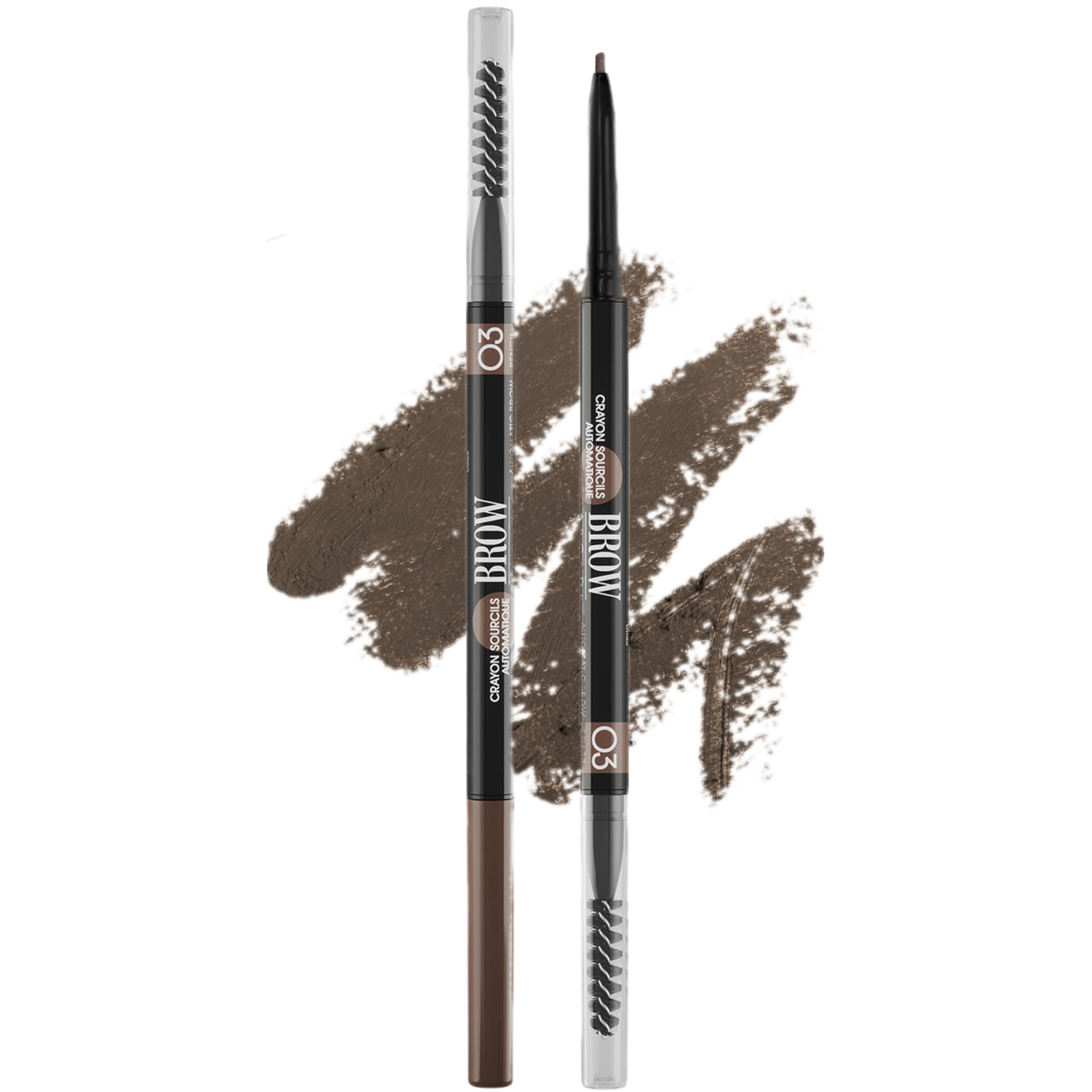 Vivienne Sabó Brow Arcade Eyebrow Pencil – Smudge-Proof Liner with Spoolie Brush, Micro Tip for Soft Definition and Natural-Looking Arches, Shade 03 Soft Brown, 0.035 oz