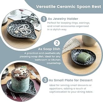LAUCHUH Spoon Rest for Stove Top Cooking Spoon Holder for Kitchen Countertop Large Ladle Holder for Spatula, Spoons or Tong, Farmhouse Easter Decor, Starry Black