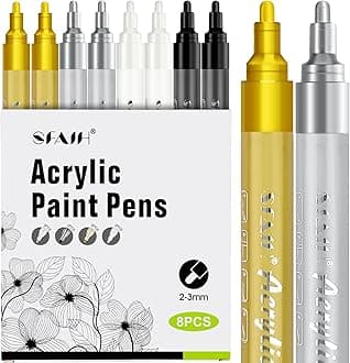 Paint Markers Pens - 4 Colors 8 Pack Ultra-High Coverage Acrylic Paint Pens for Rock, Paper, Wood, Fabric, Glass, Metal, Ceramic, Painting, DIY Art Projects, Crafts, Large Capacity Permanent Ink