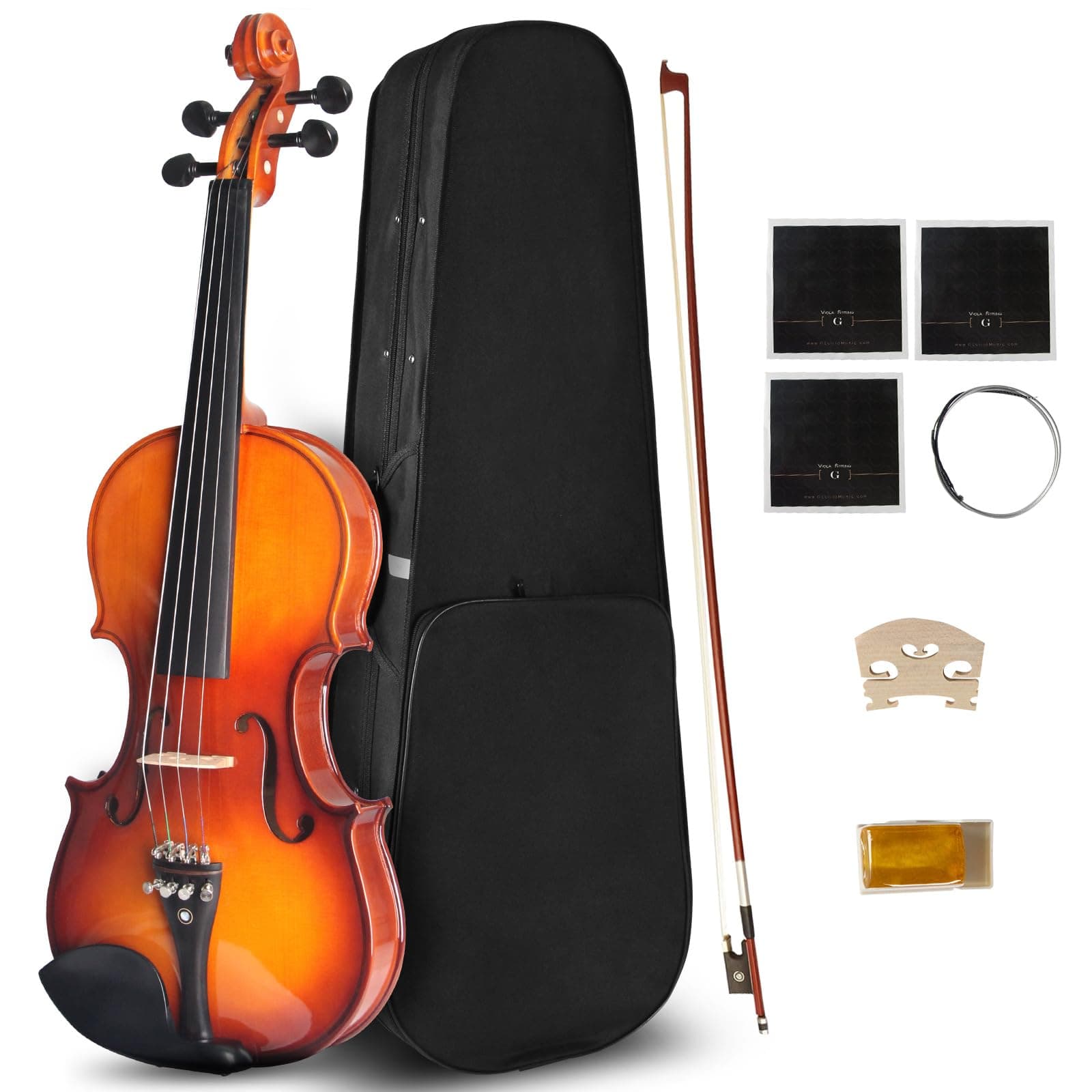 15 Inch MA350 Satin Antique Solid Wood Viola with Case, Bow, Rosin, Musical Instrument Student Viola Set for Beginners Adults
