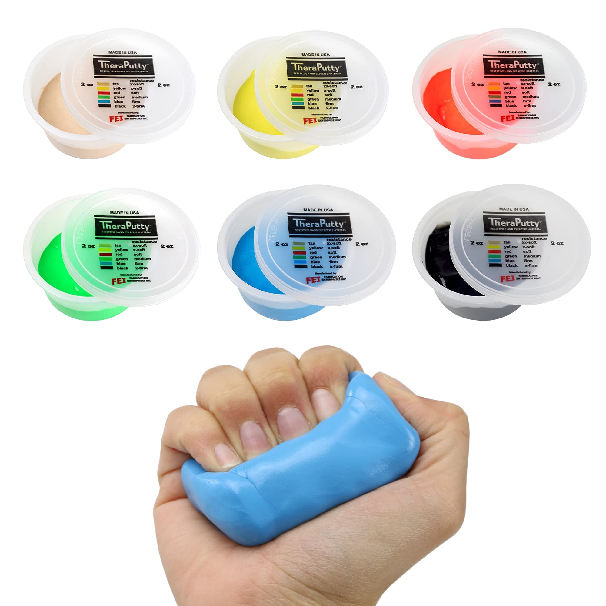 10-2606 Theraputty Plus Hand Exercise Putty Set, 2oz, 6pcs