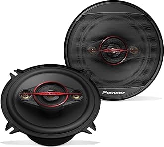 PIONEER TS-501M 4-Way Coaxial Car Audio Speakers (Pair) - 5-1/4" Round, 300 W Max Power, Black and Red