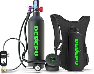 DEDEPU 2.3L Scuba Tank, Mini Diving Tank Small Lung Tank with Adapter, Up to 40 Mins Underwater Breathing Time, Portable Backup Air Cylinder, Emergency Resuce Pony Bottle