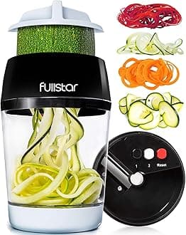 Vegetable Spiralizer Vegetable Slicer - 4 in 1 Zucchini Spaghetti Maker Zoodle Maker Veggie Spiralizer Adjustable Handheld Spiralizer Zucchini Noodle Maker Zucchini Spiralizer with Container