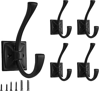 10 Pack Decorative Heavy Duty Towel Hooks for Hanging Robe Double Matte Black Coat Hooks Wall Mounted with Screws for Key, Towel, Bags, Cup, Hat