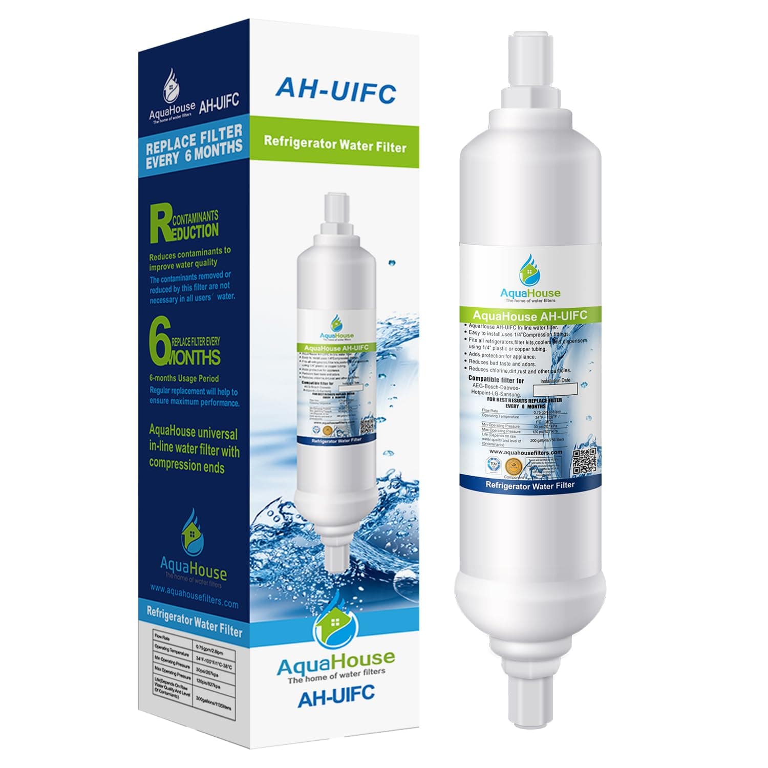 AH-UIFC Compatilbe Fridge Water Filter for LG & Hotpoint BL9808, 3890JC2990A, 5231JA2012B, 5231JA2012A & Daewoo DD-7098 - with Screw Connections