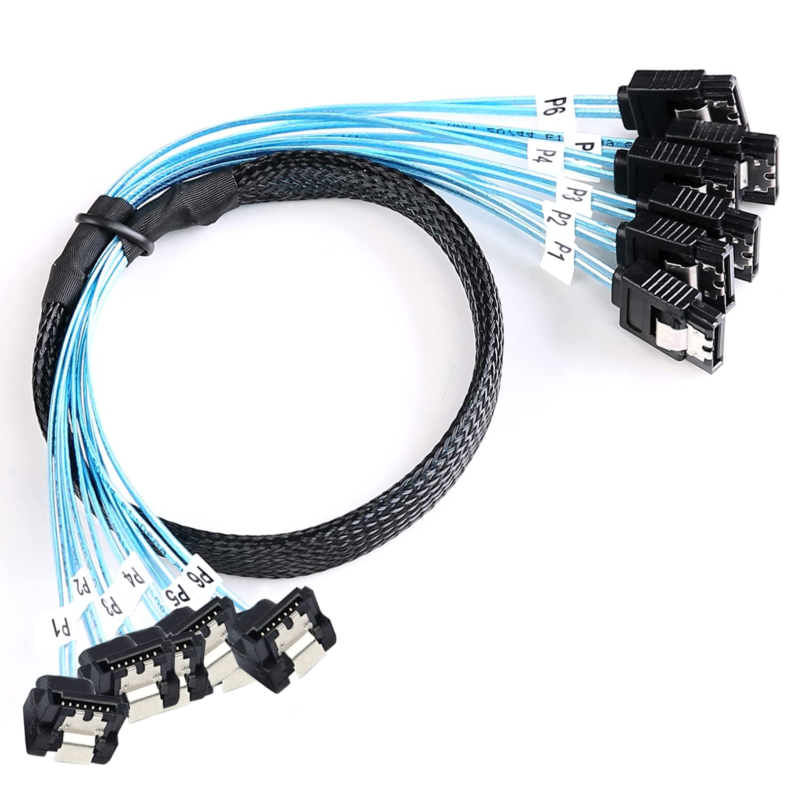 6Pcs/Set SATA to SATA 90 Degree Cables 0.5m