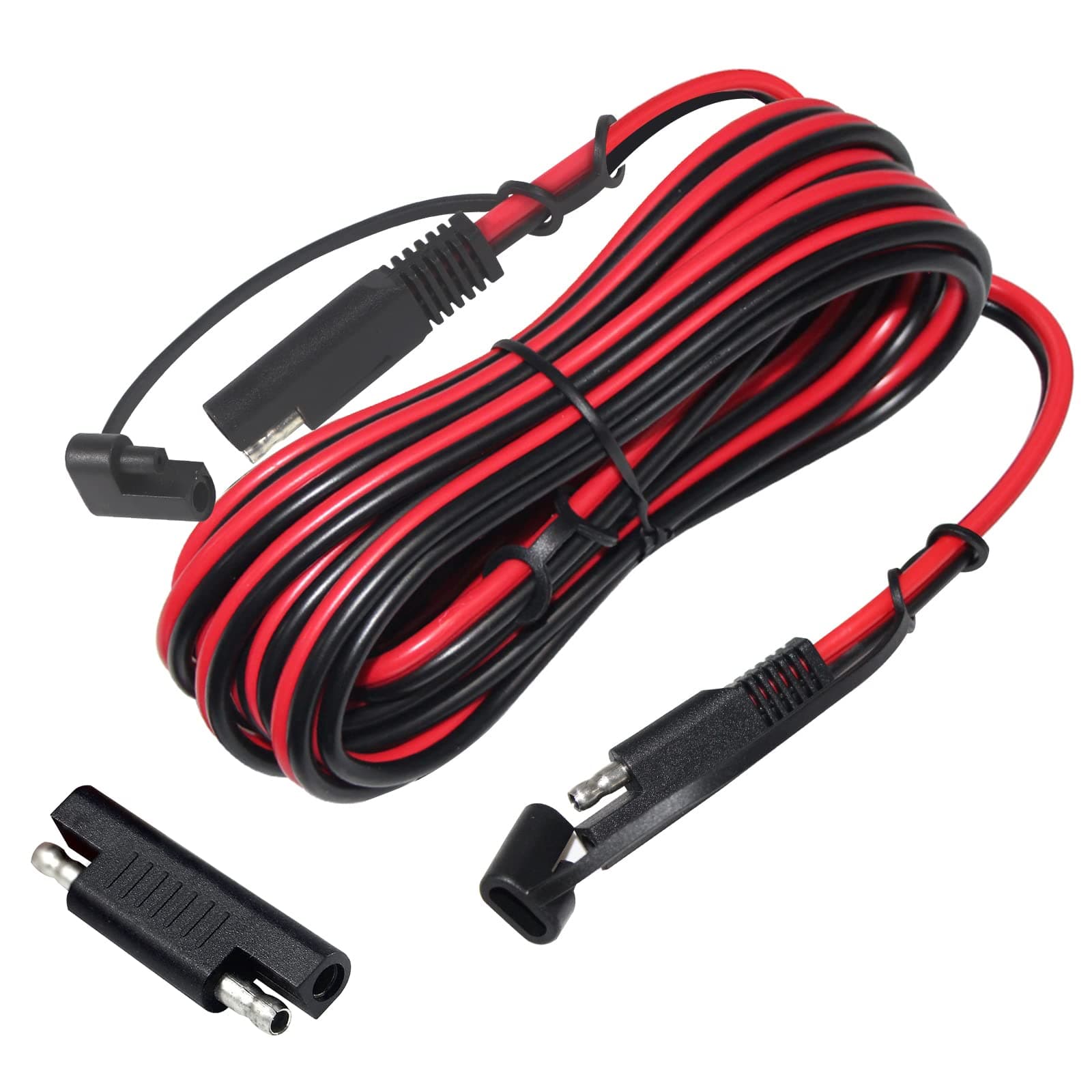 KUNCAN 25FT Sae to Sae 2 Pin Extension Cable DC Power 16awg Heavy Duty Battery Quick Disconnect/Connect Wire Harness Connectors with Dust Cap battery charger cable