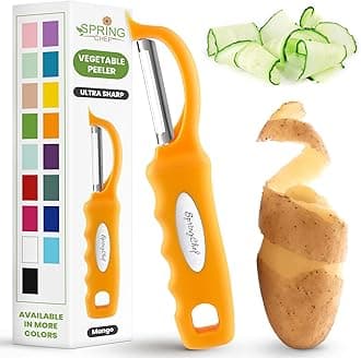 Spring Chef Premium Swivel Vegetable Peeler, Soft Grip Handle and Ultra Sharp Stainless Steel Blades - Perfect Kitchen Peeler For Veggie, Fruit, Potato, Carrot, Apple - Mango