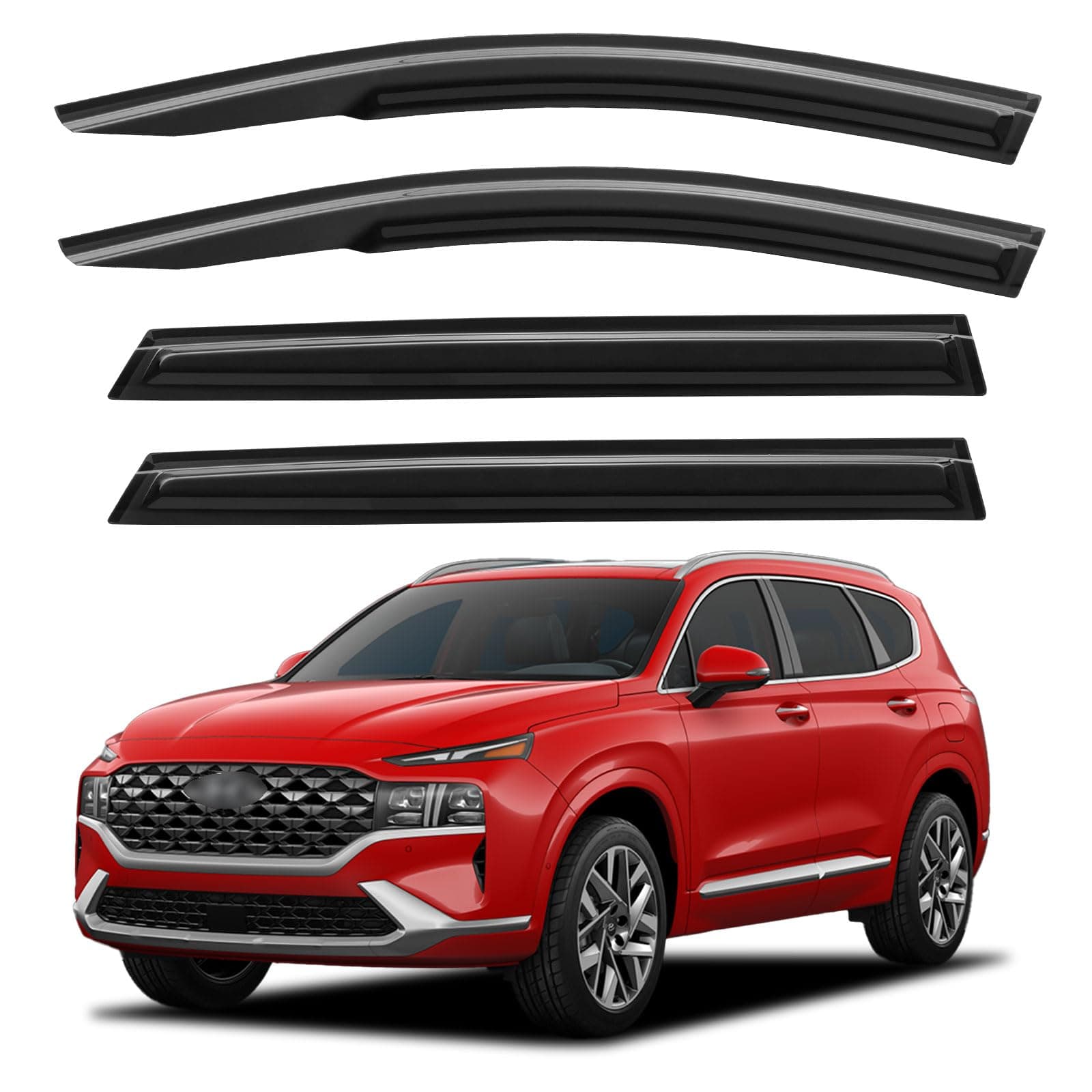 Window Visors Rain Guards for 2019 2020 2021 2022 2023 Hyundai Santa Fe, Out-Channel Window Vent Wind Deflectors Visors Shades for 19 20 21 22 23 Santa Fe