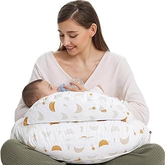 Original Nursing Pillow and Positioner, Plus Size Breast Feeding Pillow for More Support for Mom and Baby Boy or Girl，Baby Essentials for Nursing or Bottle Feeding and Removable Cotton Cover