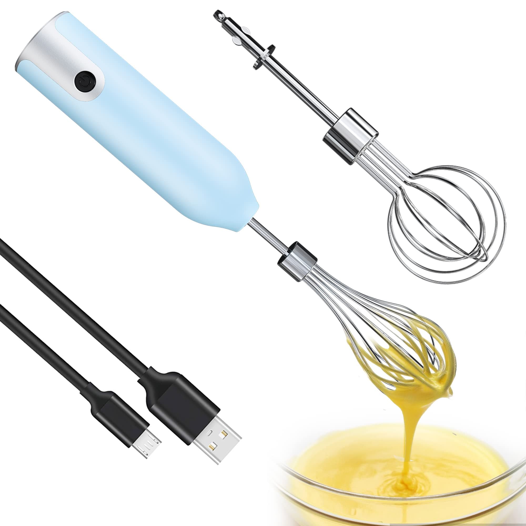 Egg Beater Whisk, Wireless Electric Multi-speed Control Rechargeable Batteries Balloon Whisk for Eggs, Milkshake Cream, Butter, Baby Food Fruits, Sauces and Soup for Kitchen,Camping,Party Gifts