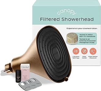 Canopy Filtered Shower Head - High Pressure Shower Head Filter for Hard Water - Shower Filter To Remove Impurities for Healthier Scalp, Skin & Hair - Support Hair Growth & Minimize Breakage - Brass