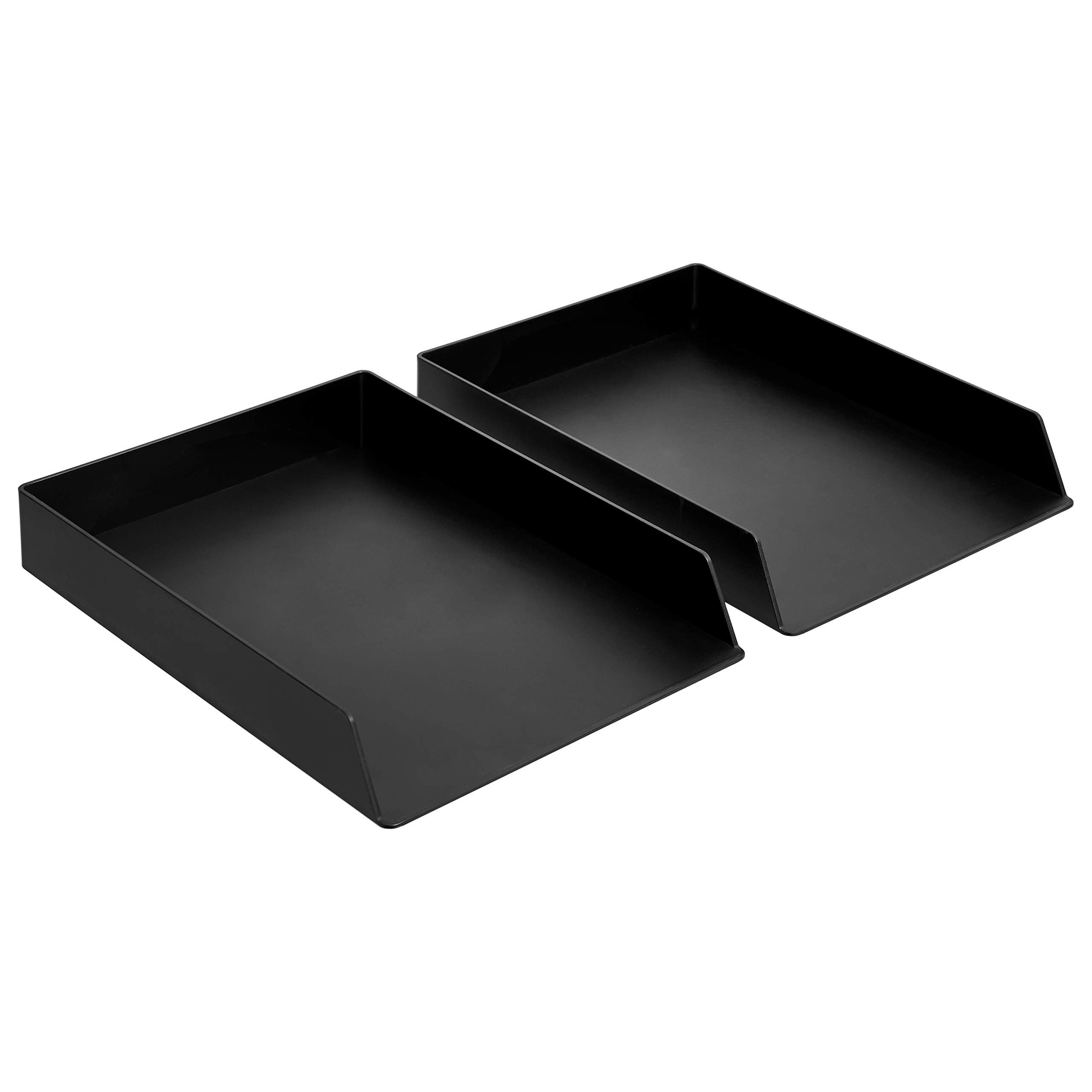 Rectangular Plastic Desk Organizer, letter size Tray, 2-Pack, 9.7 x 2.2 x 13 inches, Black