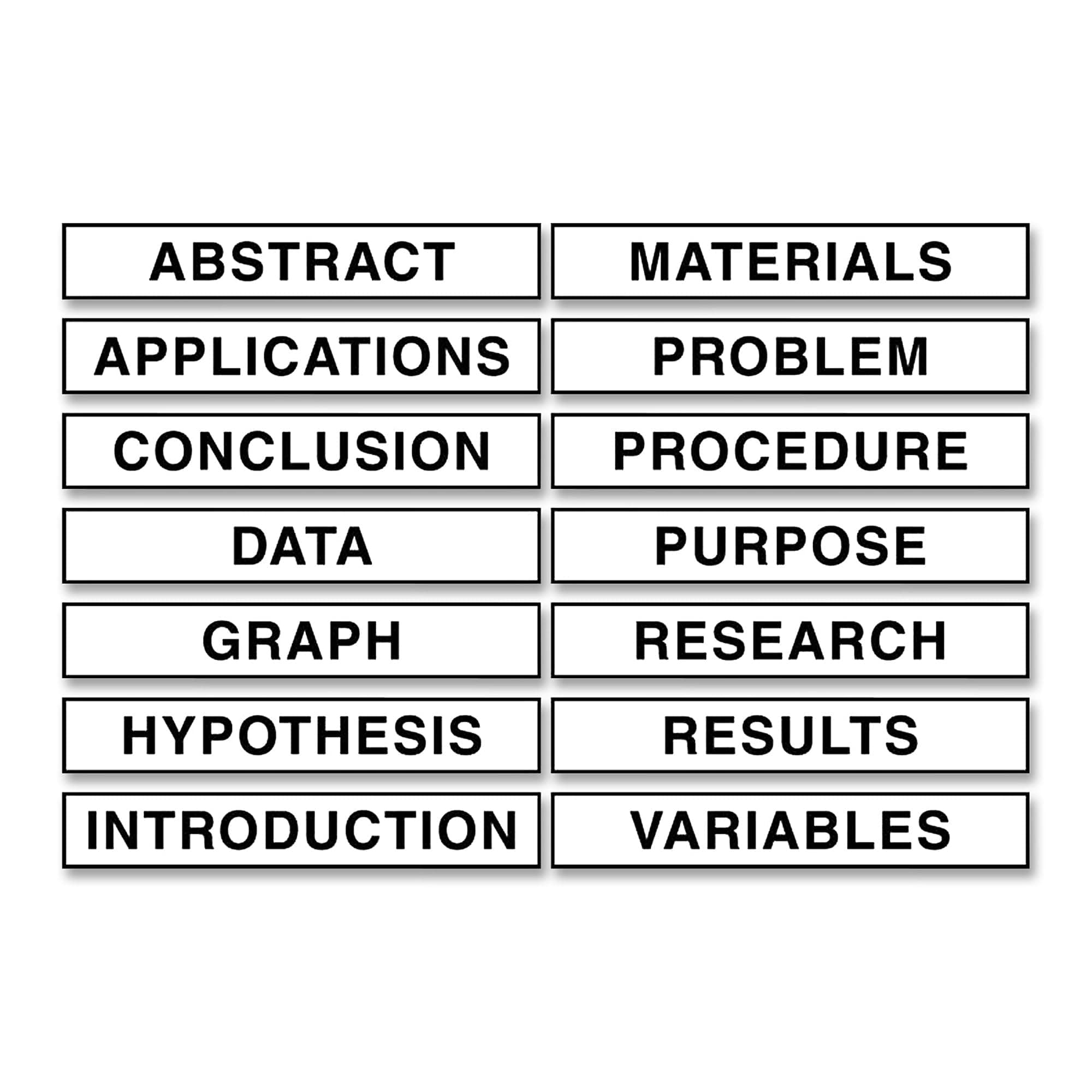 Pacon Self-Adhesive Presentation Science Subtitles, 14 Titles, 1-1/2" x 8-1/2" (3764), White