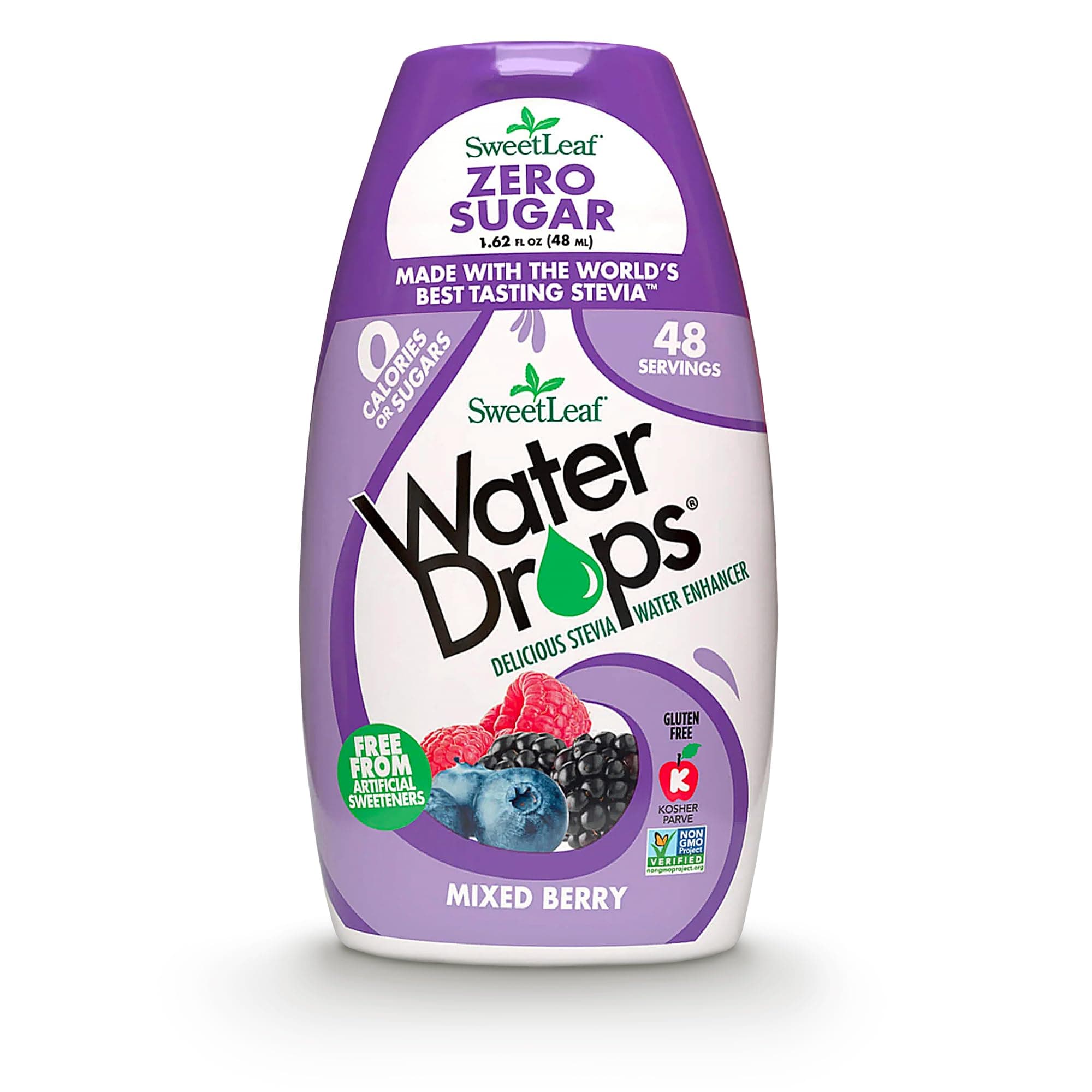 SweetLeaf Water Flavoring Drops- Stevia Water Enhancer, Sugar Free, Zero Calorie Water Additive for Flavor, Contains Monk Fruit Extract, Gluten Free, Keto Friendly- Mixed Berry, 1.62 Fl Oz (Pack of 1)