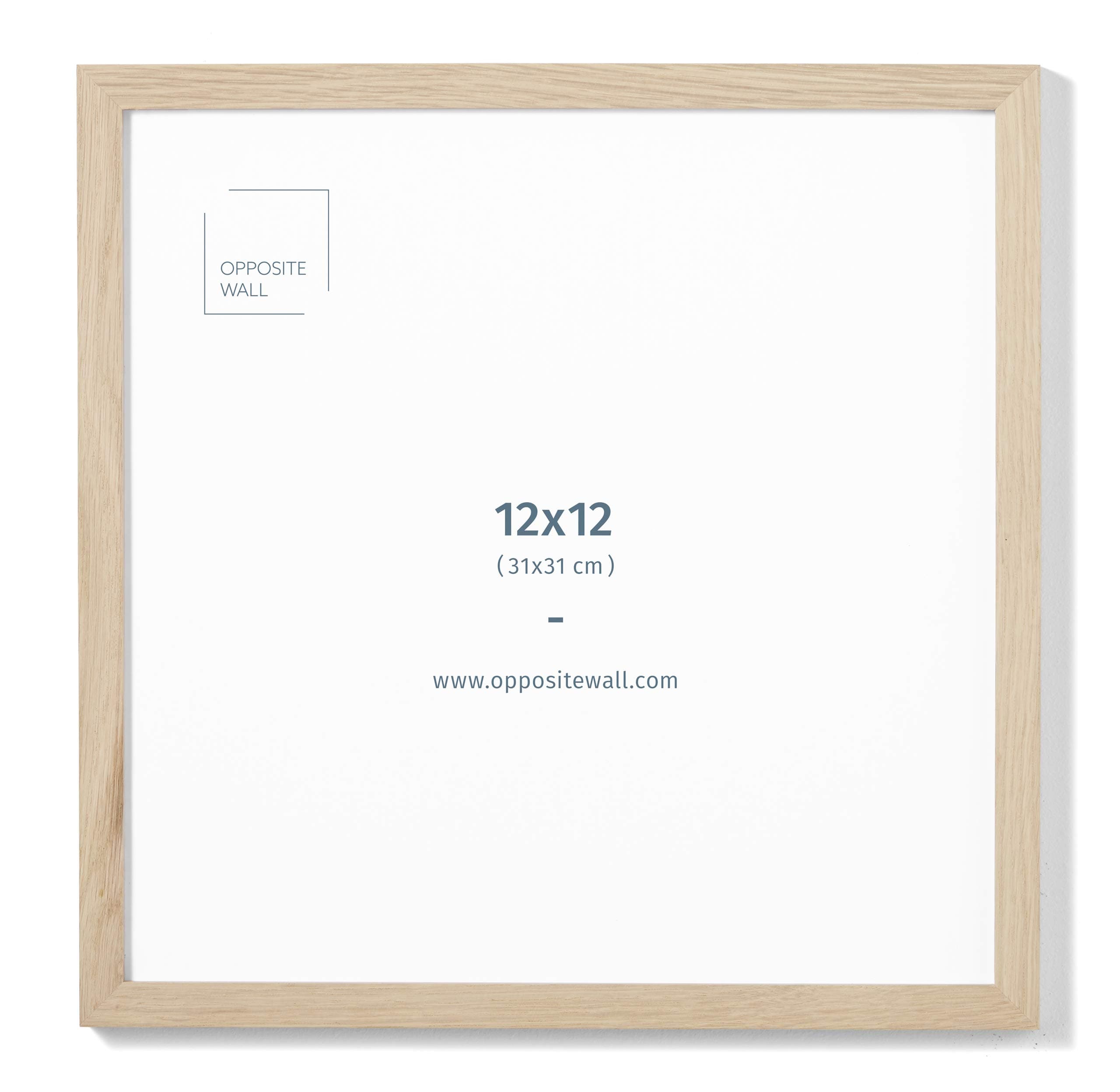 Opposite Wall12x12 in - Natural Solid Oak Wood Picture Frame - Lightweight, Versatile & Shatterproof - Wall Hanging Poster or Photo Frame - Wall Decor for Office, Gallery & Home