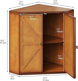 Corner Bread Box for Kitchen Counter Double Layer Bamboo Bread Storage Container Large Capacity Bread Storage Bin Farmhouse Breadbox Organizer (Antique Brown)