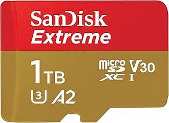 SanDisk 1TB Extreme microSDXC card + SD adapter + RescuePRO Deluxe, up to 190MB/s, with A2 App Performance, UHS I, Class 10, U3, V30, Black