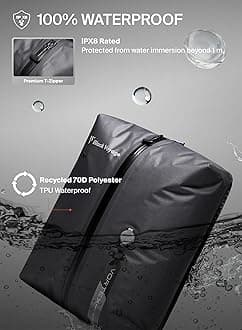 Black Voyage Reusable Vacuum Compression Travel Bag for Carry-On Suitcase and Backpack, Recycled IP67 Waterproof Space Saver Vacpack (2-Pack, 18L - Pump Included)