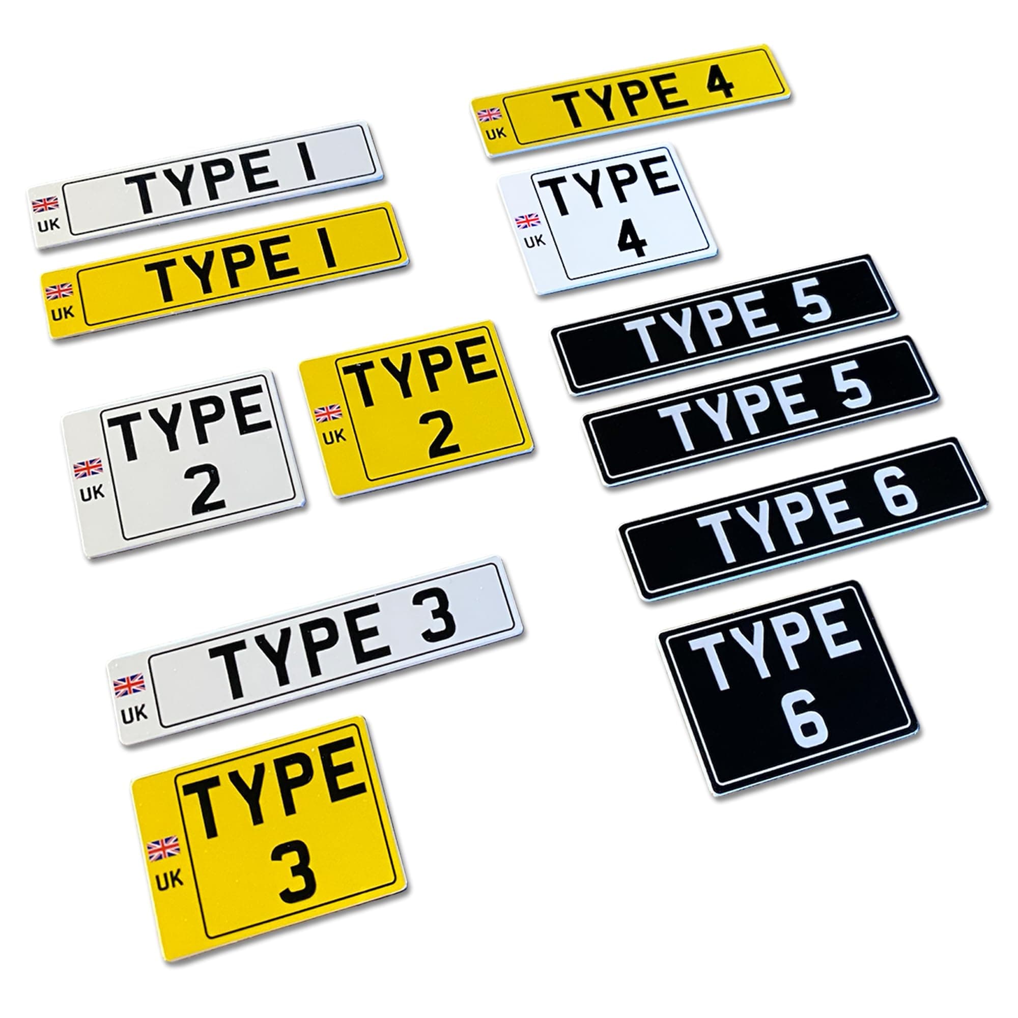 1:8, 1:10, 1:12, 1:14, 1:18 Scale Radio Controlled Car UK British RC Mini Plastic Number License Plates Pair for Car Drift