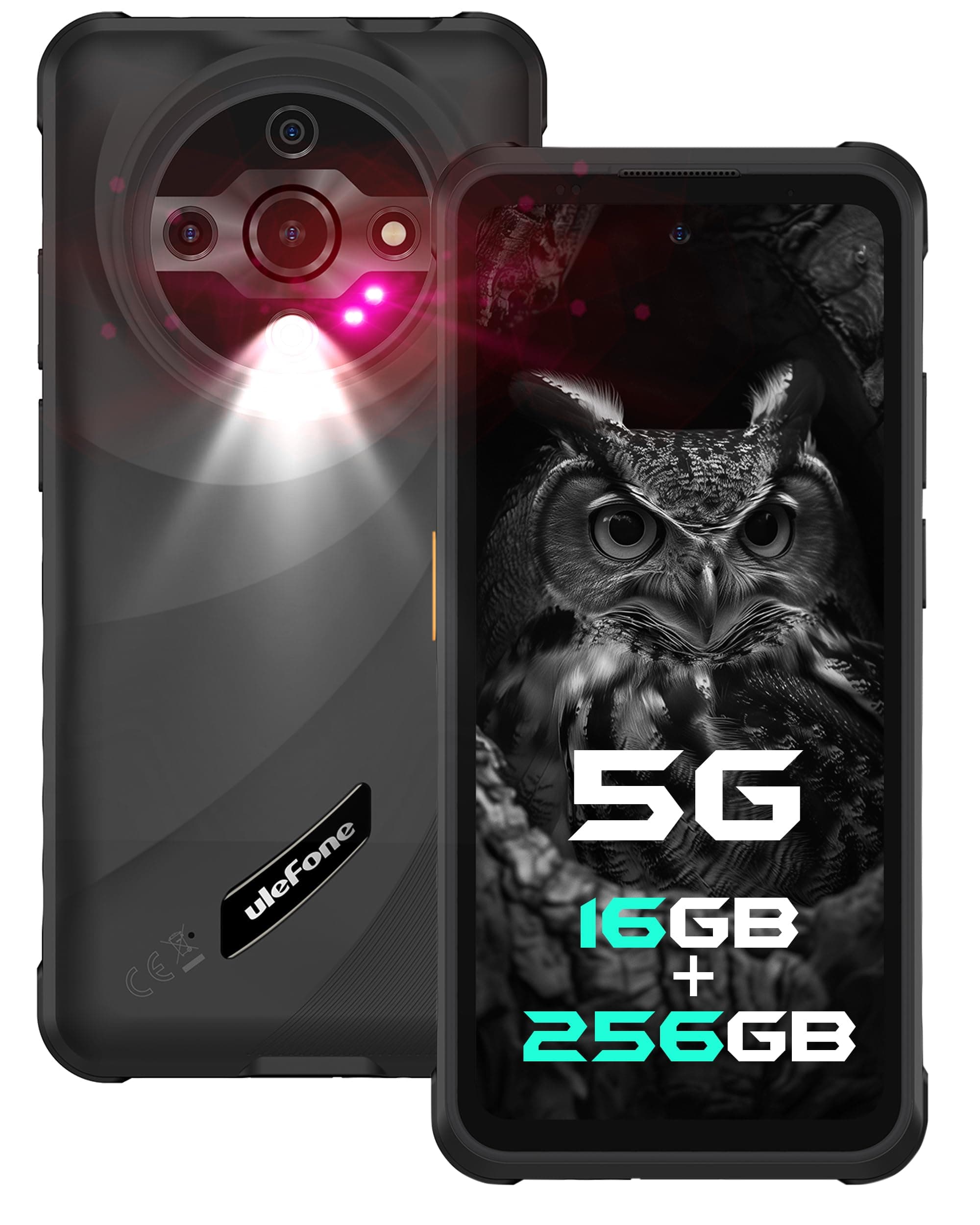 Ulefone Armor X31 Pro 5G Rugged Phone, MTK Dimensity 6300 5G, 16GB+256GB, Android 14, 6.56” 120Hz, 64MP Main Cam., 25MP Night Vision Cam., 6050mAh, NFC/IR Blaster/GPS - Black