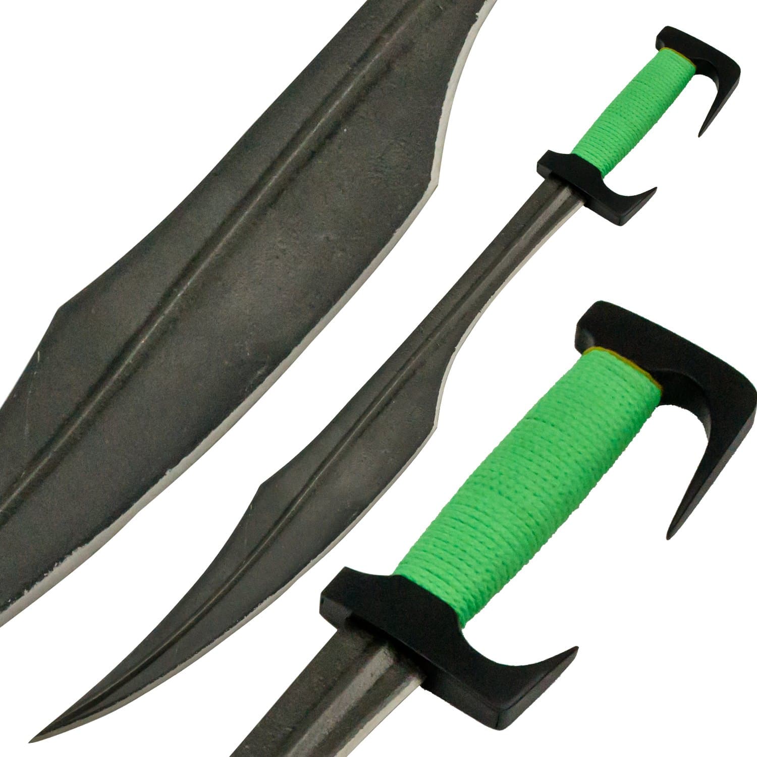 Zombie Hunter Spartan Sword with Green Paracord Handle