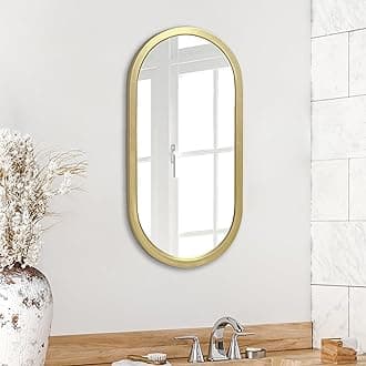 Americanflat 30x61 cm Gold Oval Mirror - Framed Bathroom Mirror, Living Room, Bedroom - Vanity Mirror with Vertical Mount - Modern Rounded Frame