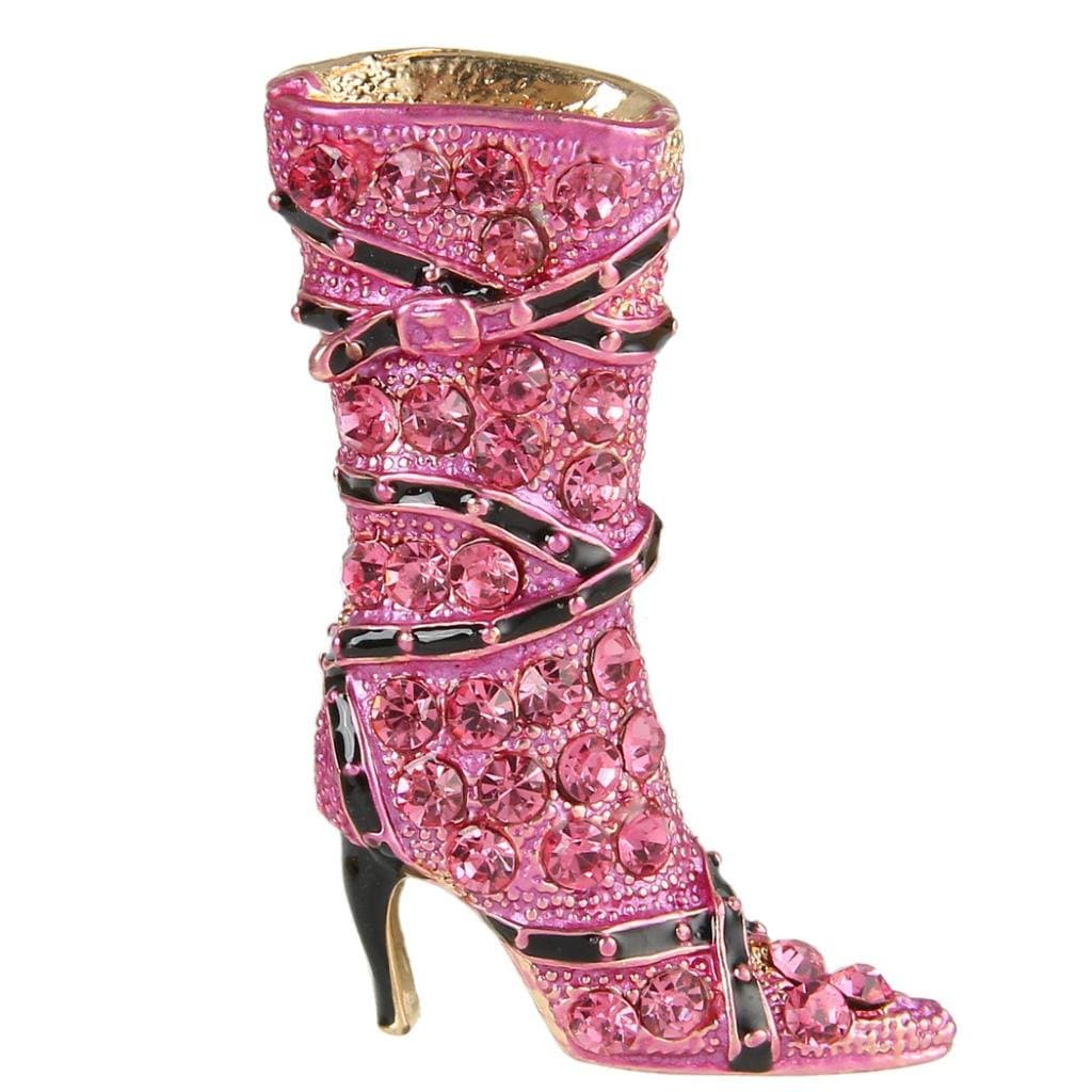 Lady High-Heel Brooch Pink Austrian Crystal Shoe Boot
