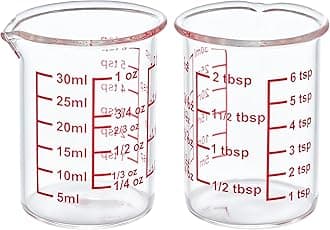 High Borosilicate Glass Measuring Cup with V-Shaped Spout, 30ml (1oz) | Pack of 2 – Precision Glass Measuring Cup for Kitchen & Bar