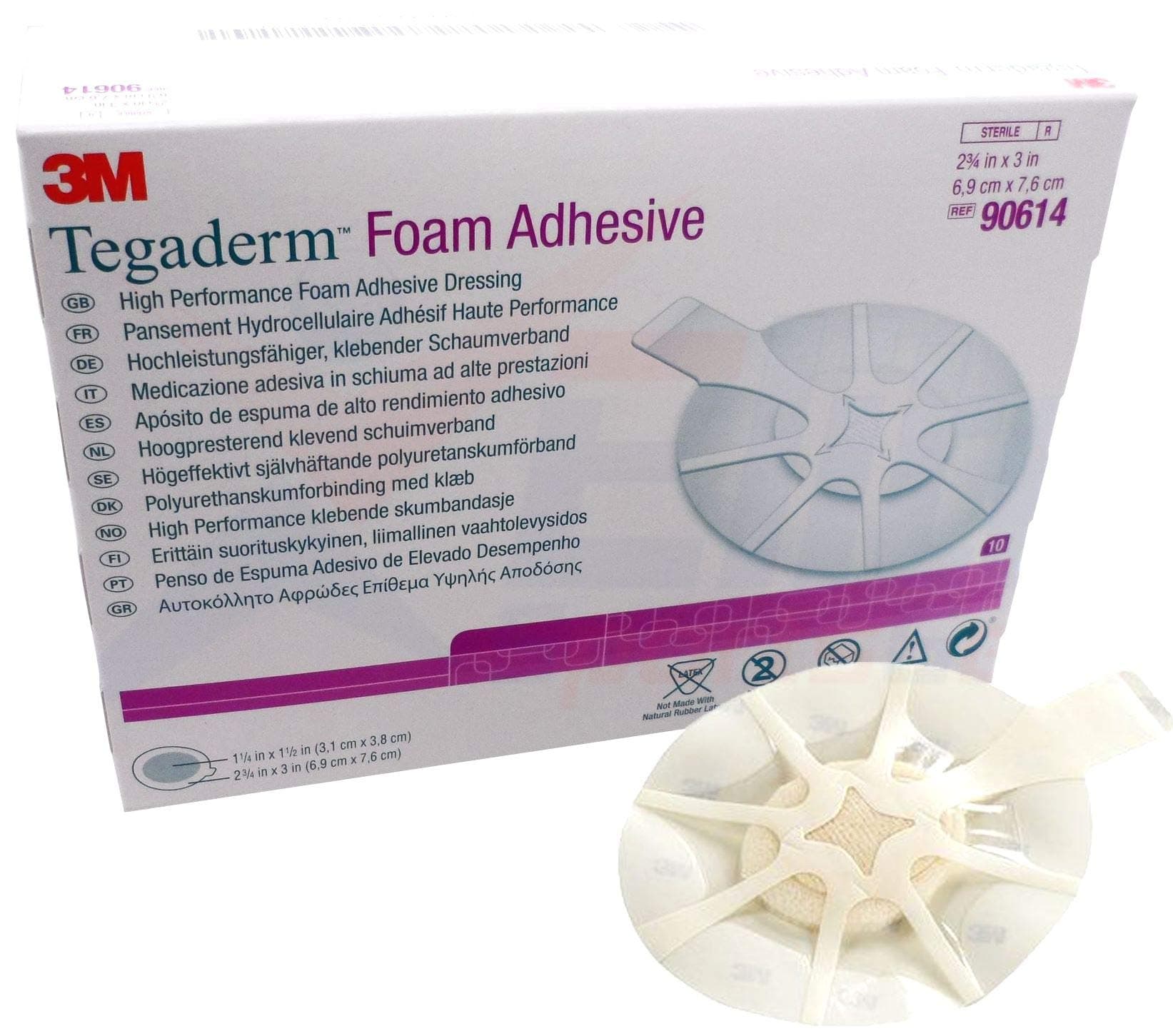 Tegaderm Foam Adhesive Dressing - 2-1/2" x 3" Oval Pad - - Box of 10
