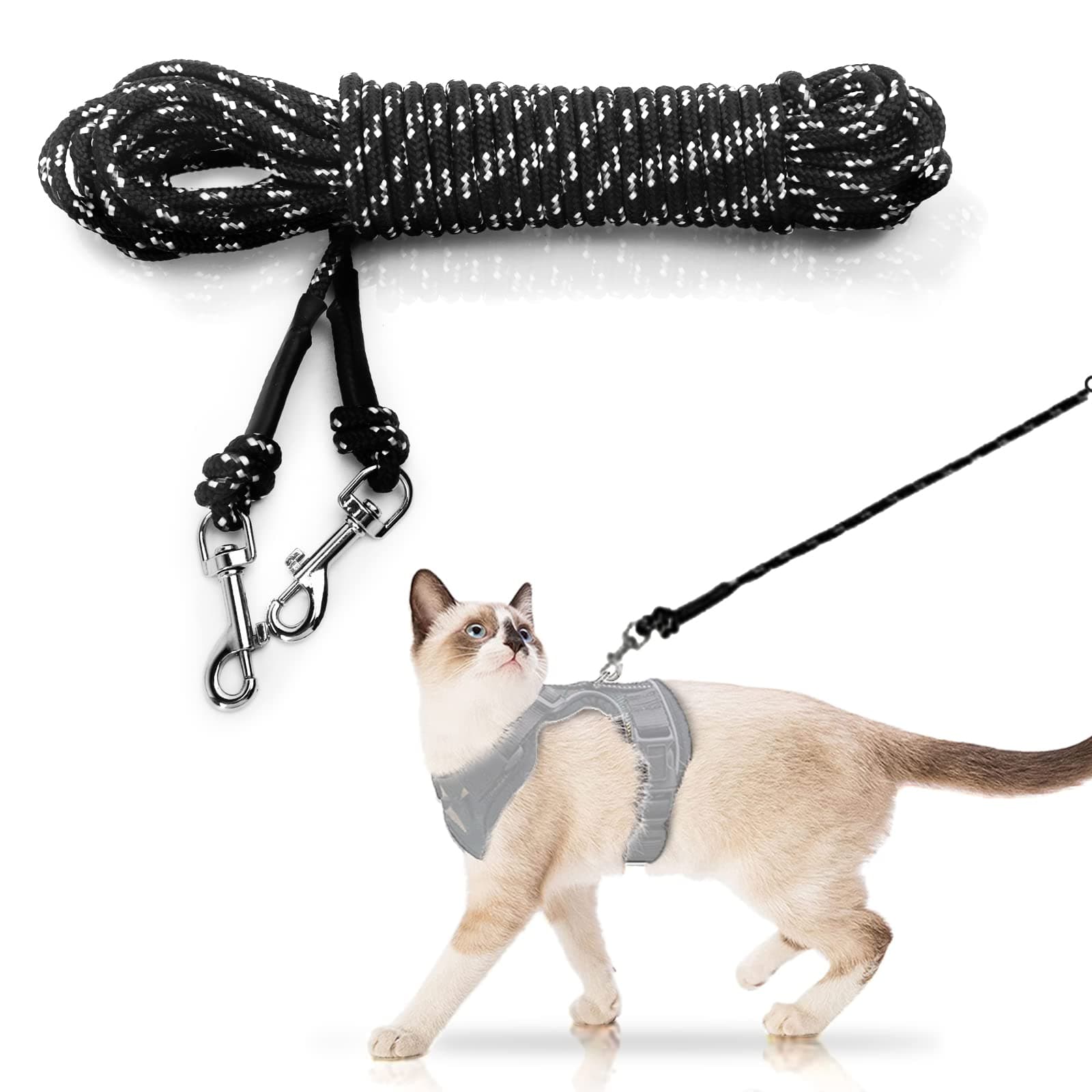 Extra Long Cat Leash for Yard, 9M/30FT Lightweight Outdoor Cat Leash Long Light Extension, Long Thin Lead for Rabbits, Kitten, Puppy and Small Animals