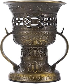 Incense Censer, Bakhoor Burner, Charcoal Incense Burner, Incense Burner with Handle Tongs for Yoga, Spa Aromatherapy Bronze Color