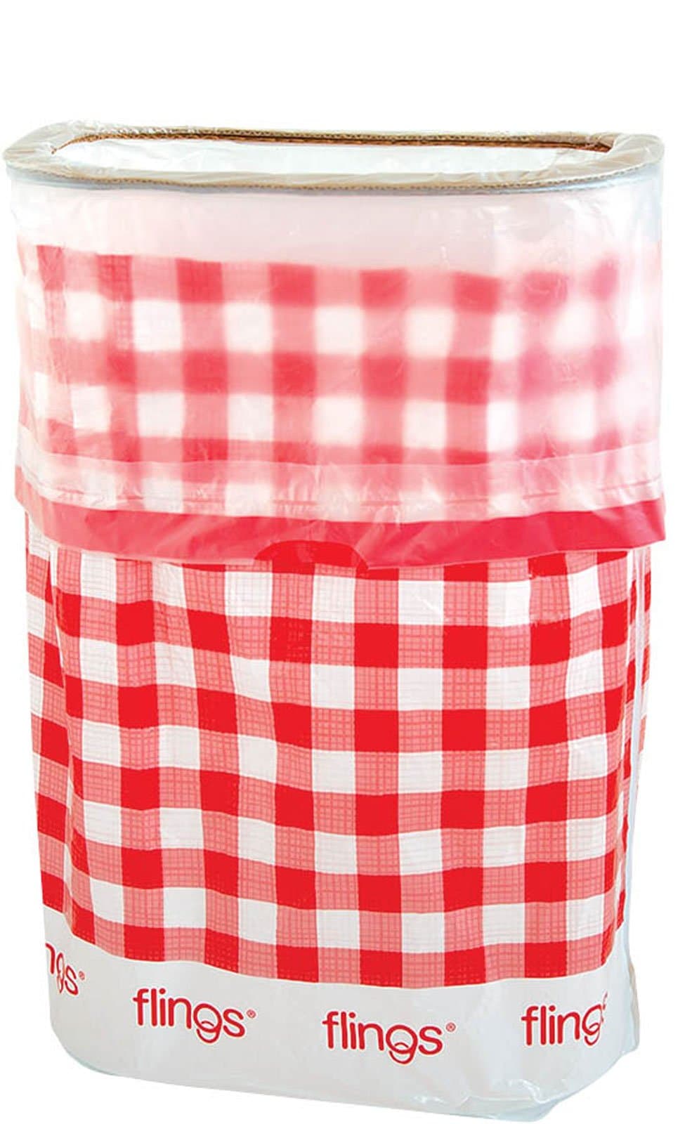 Pop-Up Plastic Trash Bin - 22"H x 15"W x 10"D - Gingham Red - 1 Pc.