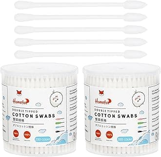 Cotton Swabs Precision Pointed - 400 Count Pointy Organic Cotton Buds Double Side Tightly Wrapped Cotton Tips Paper Stick Soft Gentle Lint-Free Cruelty-Free, Pointy & Round (White)