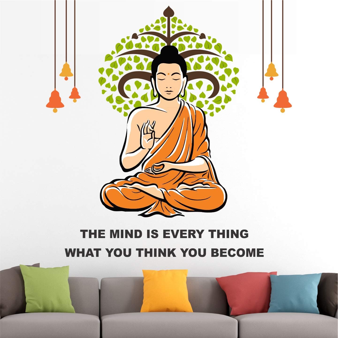 StickMe 'The Mind is Everything What You Think You Become Buddha Office Inspirational Motivational Quotes Wall Sticker' SM737 (PVC Vinyl 100 cm X 100 cm)