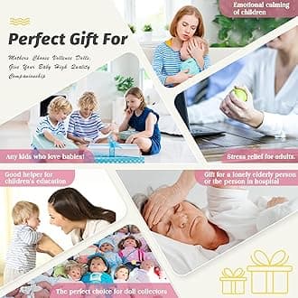 Vollence 18 inch Full Silicone Baby Doll Realistic Boy Waterproof Eye Open Anatomically Correct Stress Relief Anti-Stress with Feed Kit Accessories & Gift Box - Boy