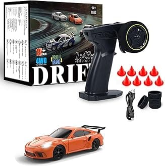 1/43 RC Drift Car, Mini Fast Small Remote Control Car with Gyroscope, 2.4GHz 4WD Full Proportional High Speed Micro Hobby RC Cars with Lights Racing Tires, Toy Model Gift for Adults Kids Boys Girls