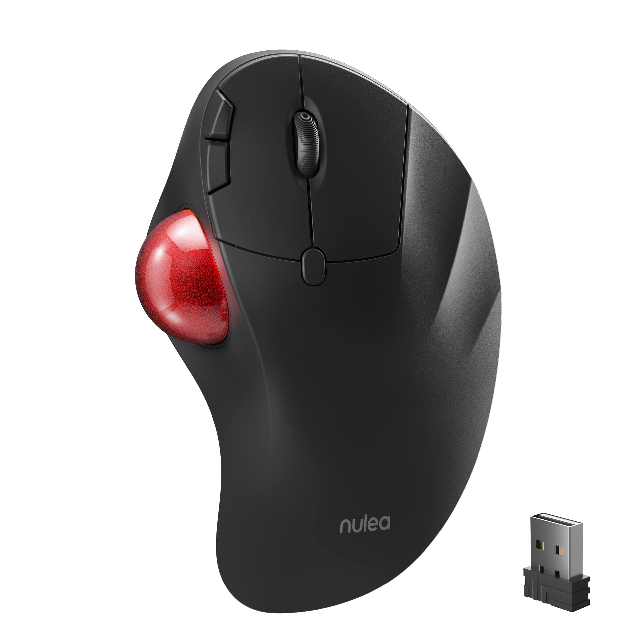 Nulea M507A Wireless Trackball Mouse, Ergonomic Comfort Design with Larger Thumb Trackball & Longer Palm Rest, 5 Adjustable DPI, for Windows, PC and Mac with Bluetooth and USB Capabilities