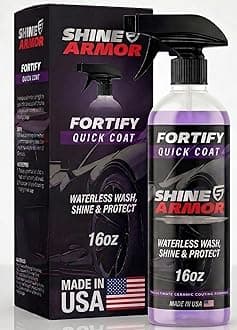 Car Wax Spray and Ceramic Coating for Cars - 3 in 1 Waterless Car Wash and Detailing - Quick Effect Coating Agent for Car - High Gloss Top Coat, Shiny Car Stuff by Shine Armor - Protective Wax 16FlOz