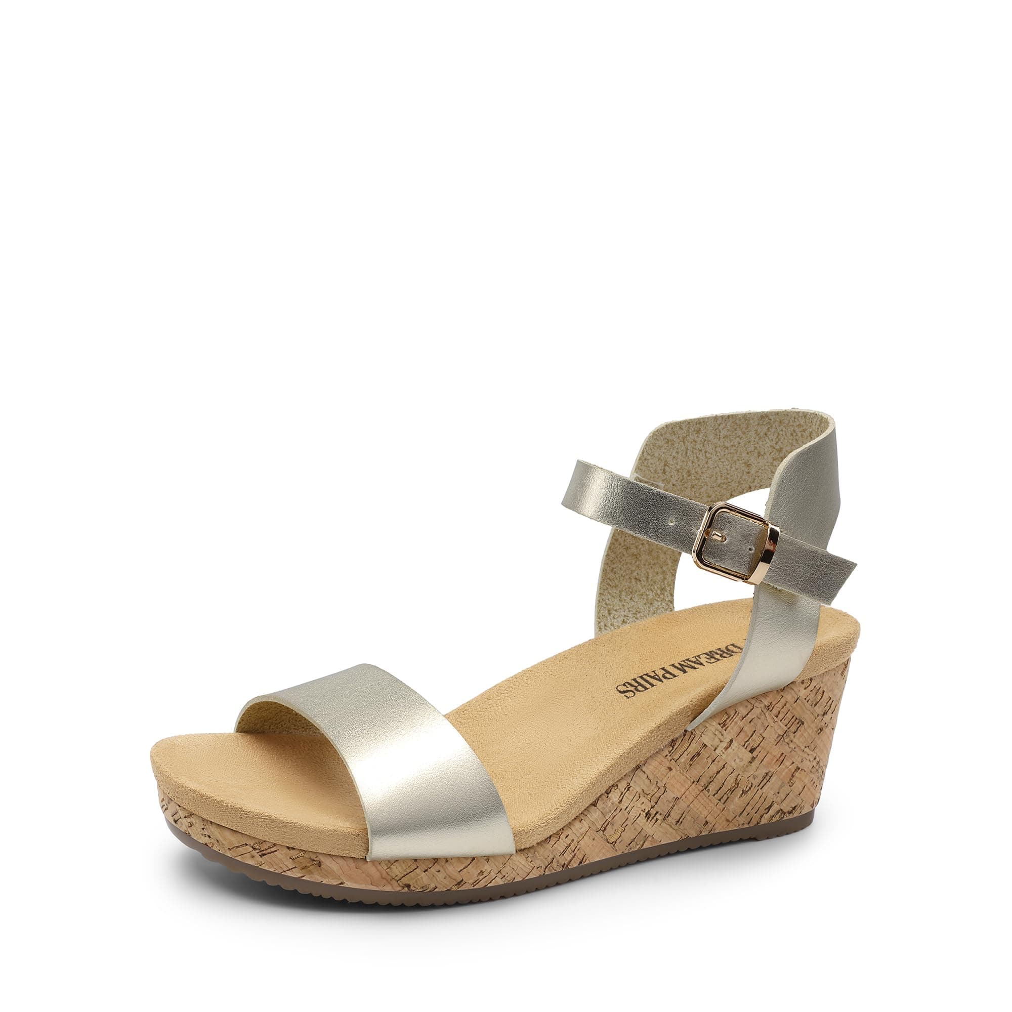 DREAM PAIRS Women's Open Toe Buckle Ankle Strap Platform Wedge Sandals