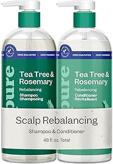 Tea Tree & Rosemary Shampoo & Conditioner Set, Plant Based - Refreshes & Rebalances Hair and Scalp - For Oily/Normal Hair - Tea Tree Leaf Oil, Rosemary Leaf Extract - 24 Fl Oz each, 2 Pack