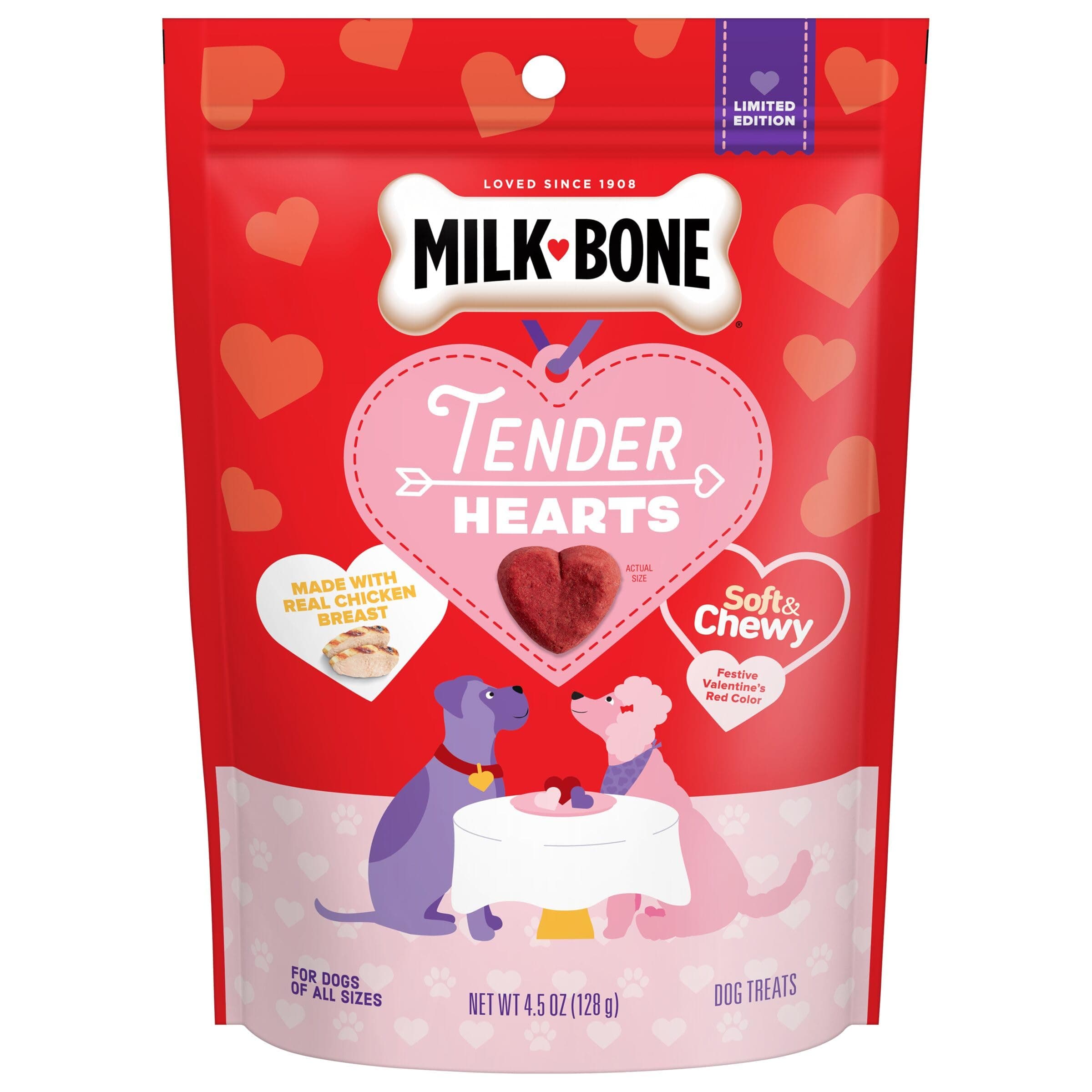 Milk-Bone Limited Edition Valentine's Tender Hearts Soft & Chewy Dog Treats, 4.5 Ounce (Pack of 10)