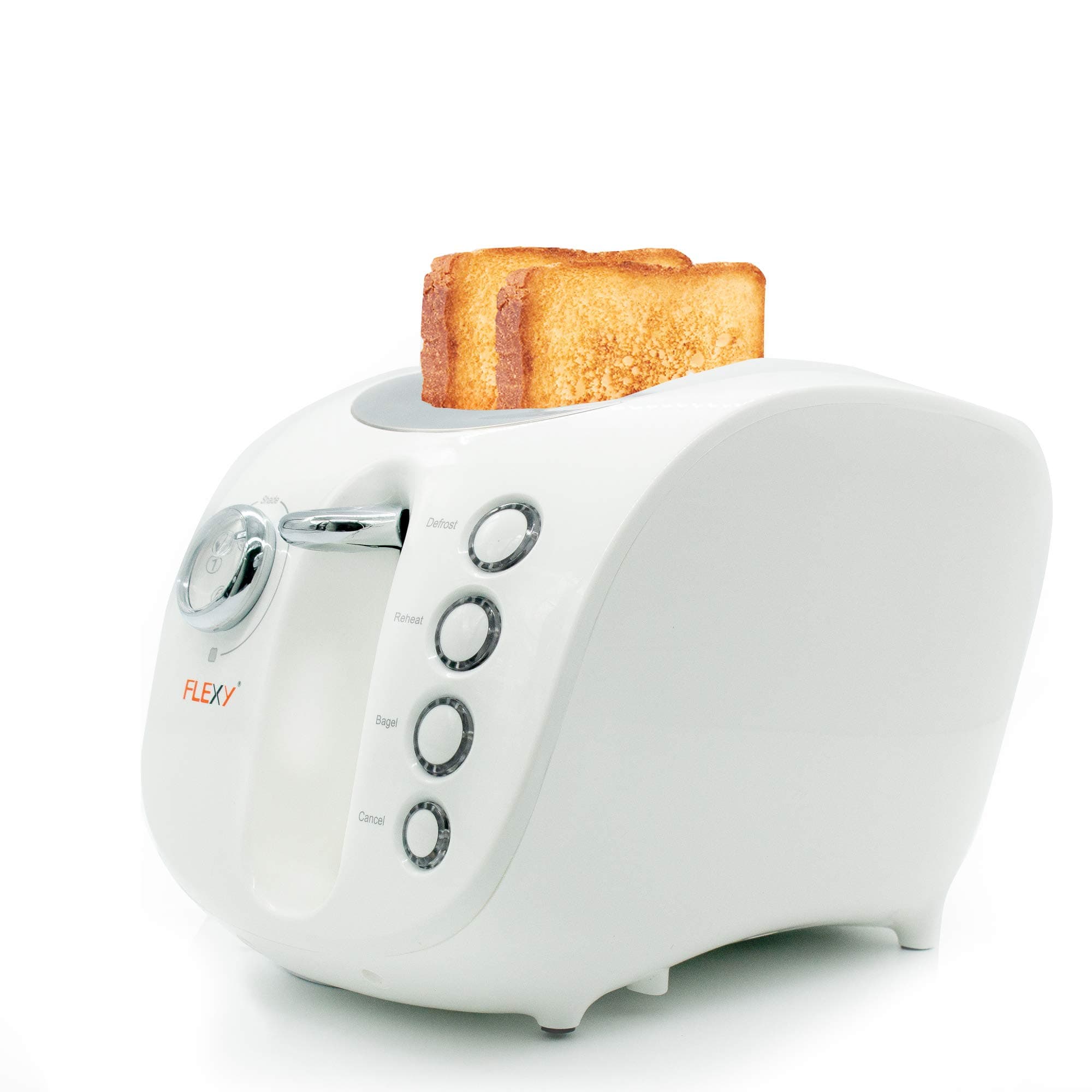 FLEXY® Germany Express Browning 880W Stainless Steel 2 Slice Bread Toaster With Removable Crumb Tray