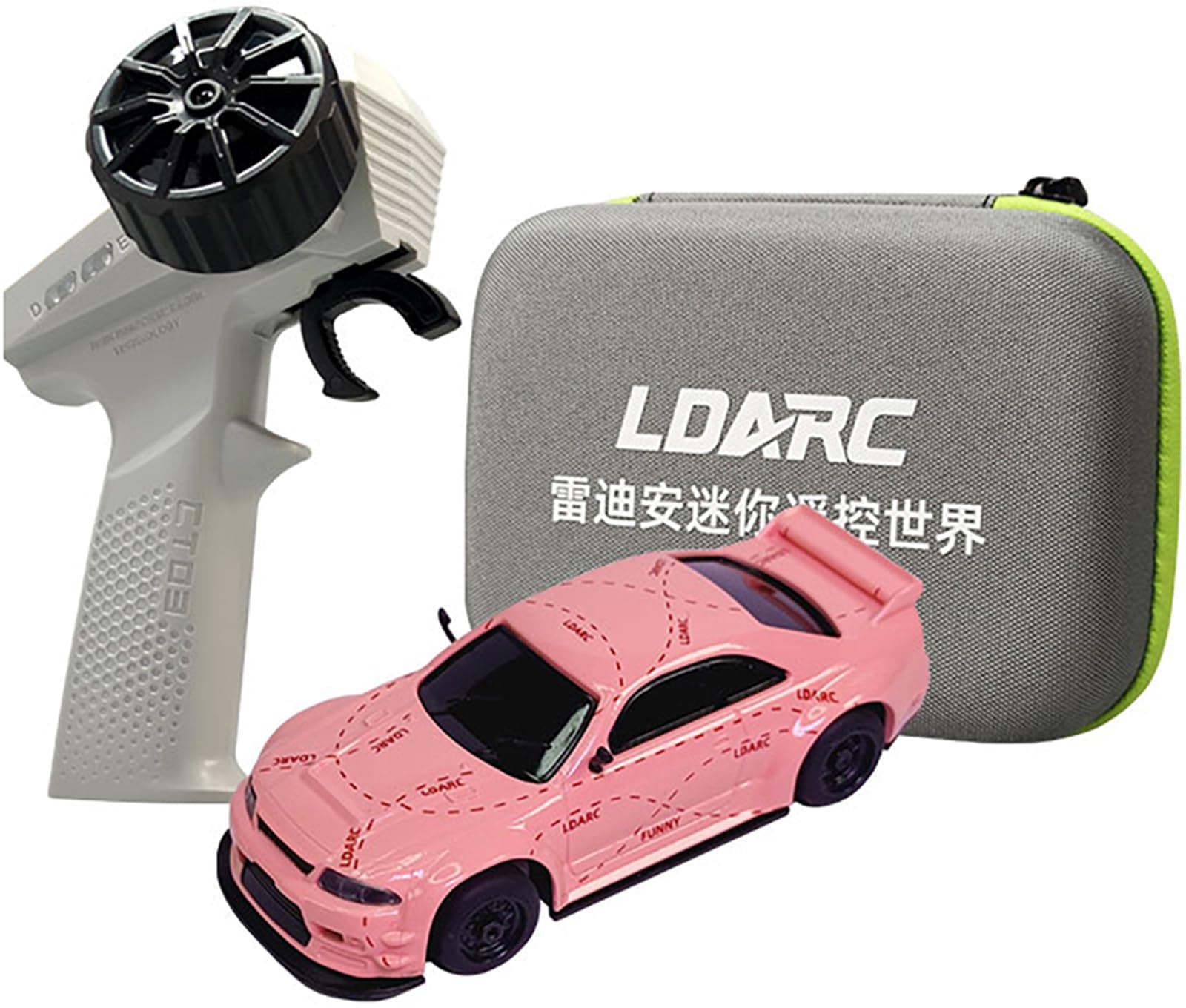 RC Cars LDARC 1/64 Mini Sports Car 2.4GHz Remote Control, Full Scale RTR Kit with Portable Storage Bag, Model Car Gifts, Suitable for Birthdays and Christmas (Pink)