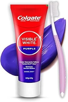 Colgate Visible White Purple Toothpaste for Teeth Whitening, Teeth Whitening Colgate Toothpaste with Fluoride, Tooth Paste Helps Remove Surface Stains, Whitens Yellow Teeth, Enamel-Safe for Daily Use
