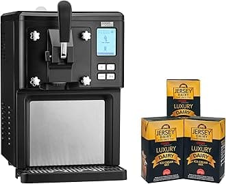 Luxury Soft Serve Ice Cream Maker | 1.5L | Self-Cooling Compressor | Auto Cleaning | Digital Display | Perfect for Whippy Sundaes & Desserts | Includes 3 x 1L Luxury Jersey Mix